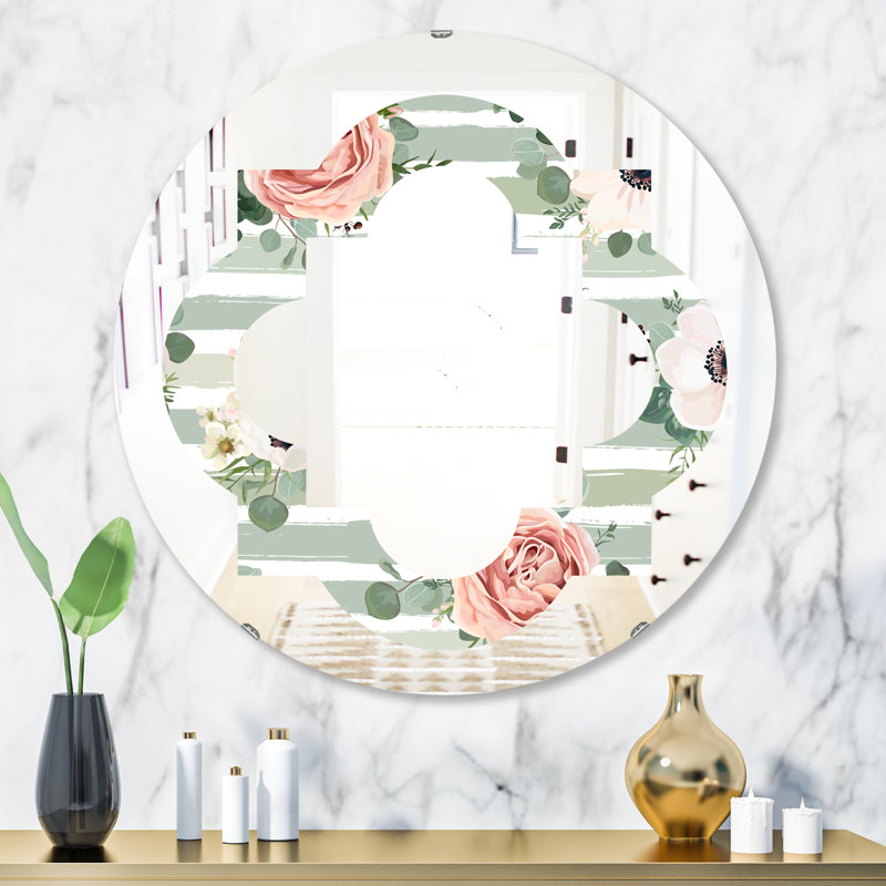 Miroir mural Floral V, H 23,6 po x l 23,6 po
