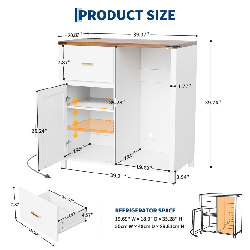Multi-Function Mini Fridge Cabinet with Charging Station