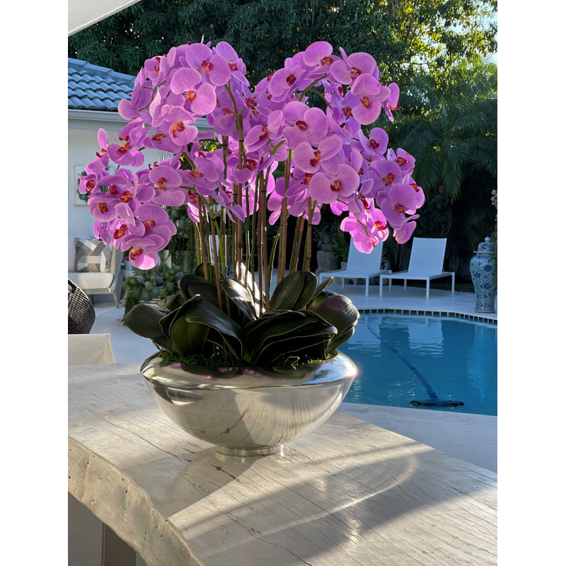 Orchid Floral Arrangement in Planter, Light Purple