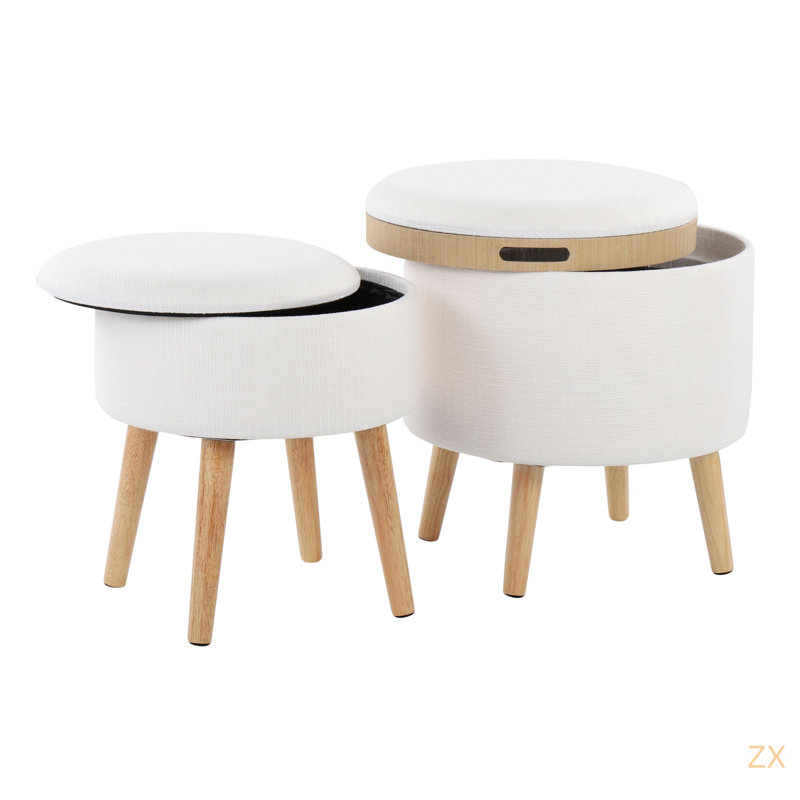 Repose-pieds avec rangement Tray, Crème