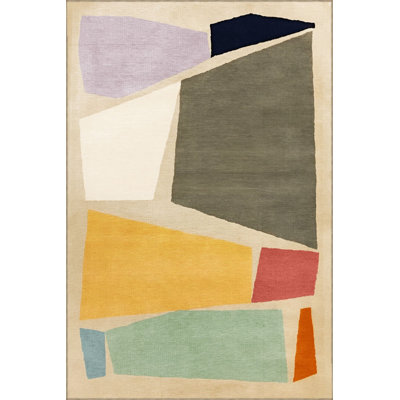 Multi Color Mixed Shape Pattern Modern Decorative Machine Washable Area Rug