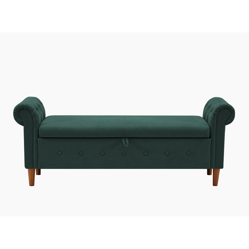 Kilner Upholstered Storage Bench, Green