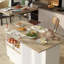 Îlot de cuisine avec comptoir rabattable, îlot de cuisine avec 1 tiroir et 2 portes
