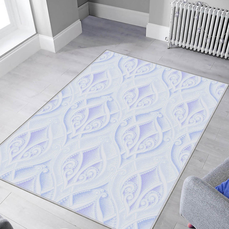 Tapis tissé antibactérien (impression numérique 3D) 4,0 x 5,9 pieds, 100% polyester, hauteur du velours: 0,3 pouce | Dessous en PVC feutre antidérapant, lavable à la machine, parfait pour le salon et la chambre à coucher