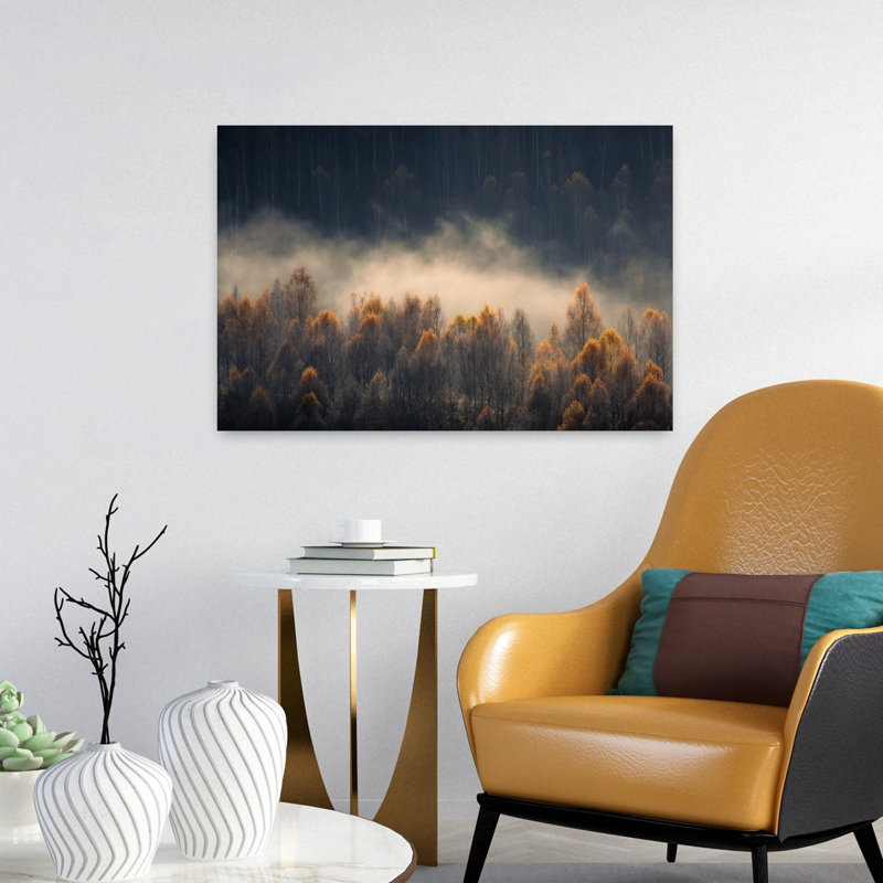Fogy Morning Abstract Contemporary Autumn Forest Wall Art by Haim Rosenfeld - Wrapped Canvas Print, 40.64 cm H x 60.96 cm W