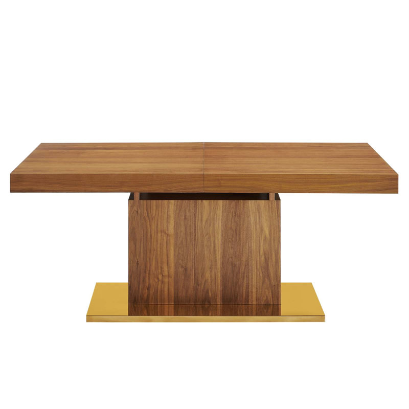 Vector Expandable Dining Table, Walnut/Gold, Walnut