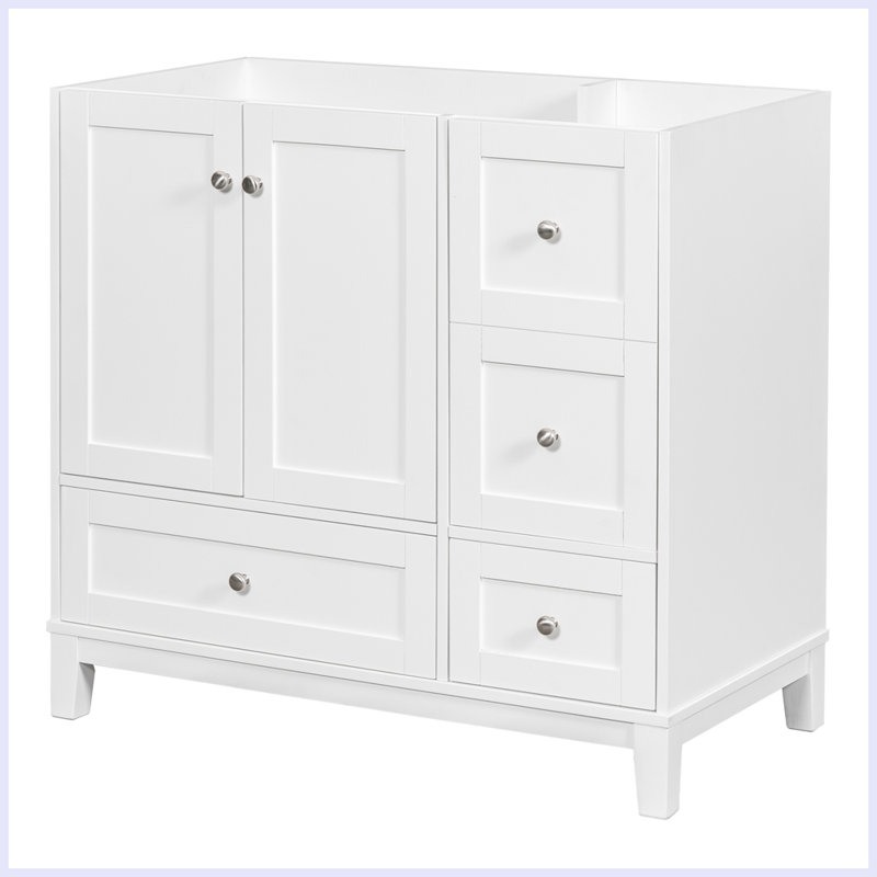 Modern Bathroom Vanity with USB Charging and Drawers, White