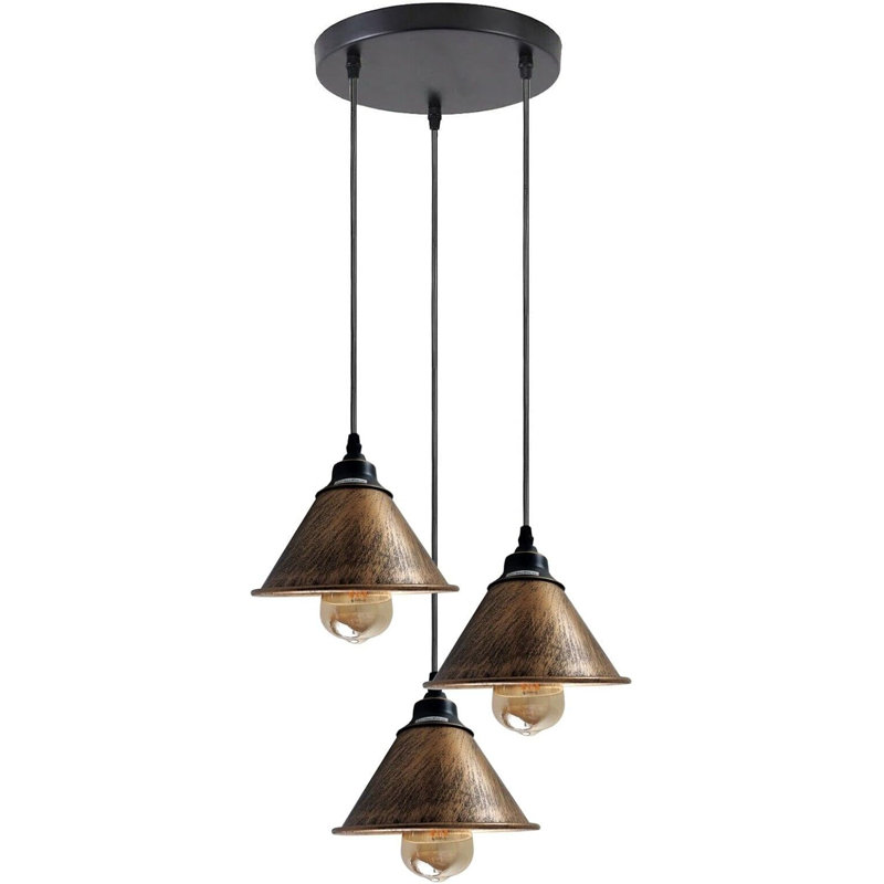 3 - Light Brushed Copper Cone Pendant, Yes