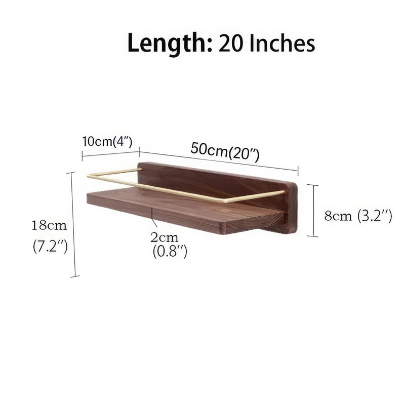 Dandre Walnut Solid Wood Floating Shelf, 3.2" H x 20" W x 4" D
