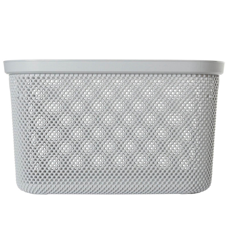 Laundry Basket with Side Handles & Air-Permeable, Grey