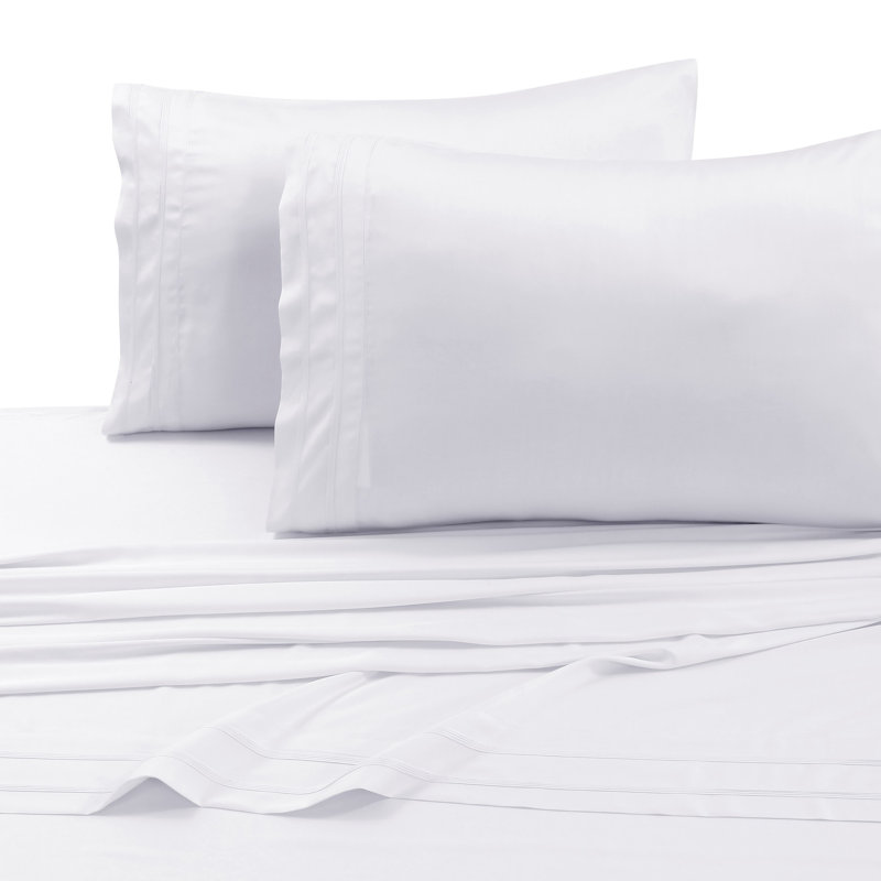 Rayon from Bamboo 300 Thread Count Sateen Extra Deep Pocket Bed Sheet Set, Blue, Twin Sheet Set + Fitted Sheet + 1 Pillowcase