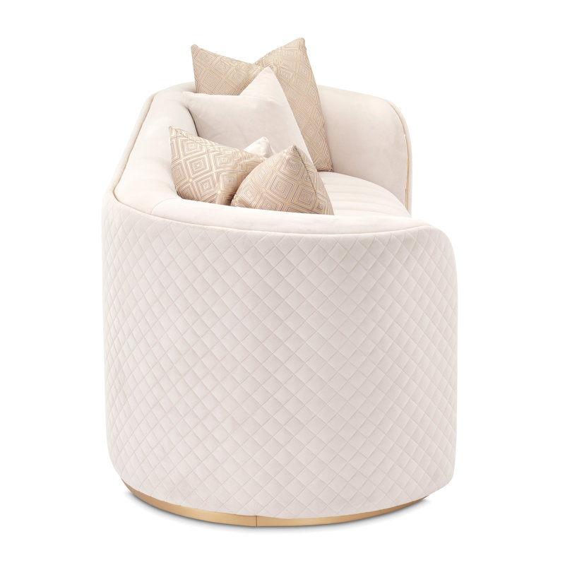 Ariana 83'' Velvet Round Arm Loveseat, Beige, 31" H x 97" W x 35" D