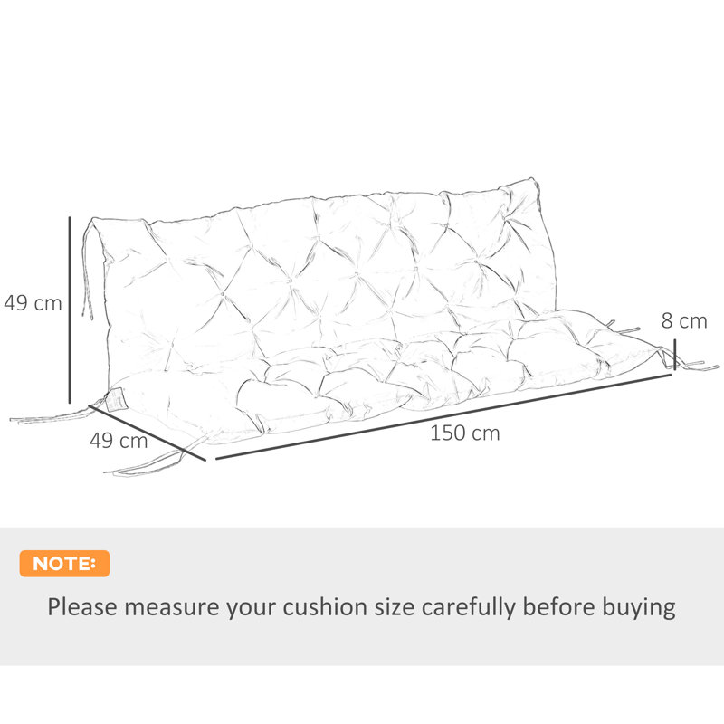Outsunny Bench Pad Garden Swing Chair Cushion, 150cm W x 98cm D , Khaki