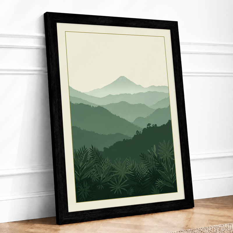Layered Mountains At Dusk Minimalist - Print, Black, A3 - 42.0 x 29.7 cm