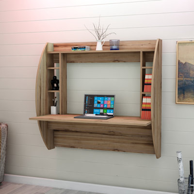 Bureau d'étude moderne avec option de fixation murale, 48,6 po x 47,2 po x 21,7 po | 100% panneau de particules enduit de mélamine, épaisseur: 0,7 pouce | Nombreuses tablettes de rangement | Design élégant pour les bureaux à domicile et les espaces 