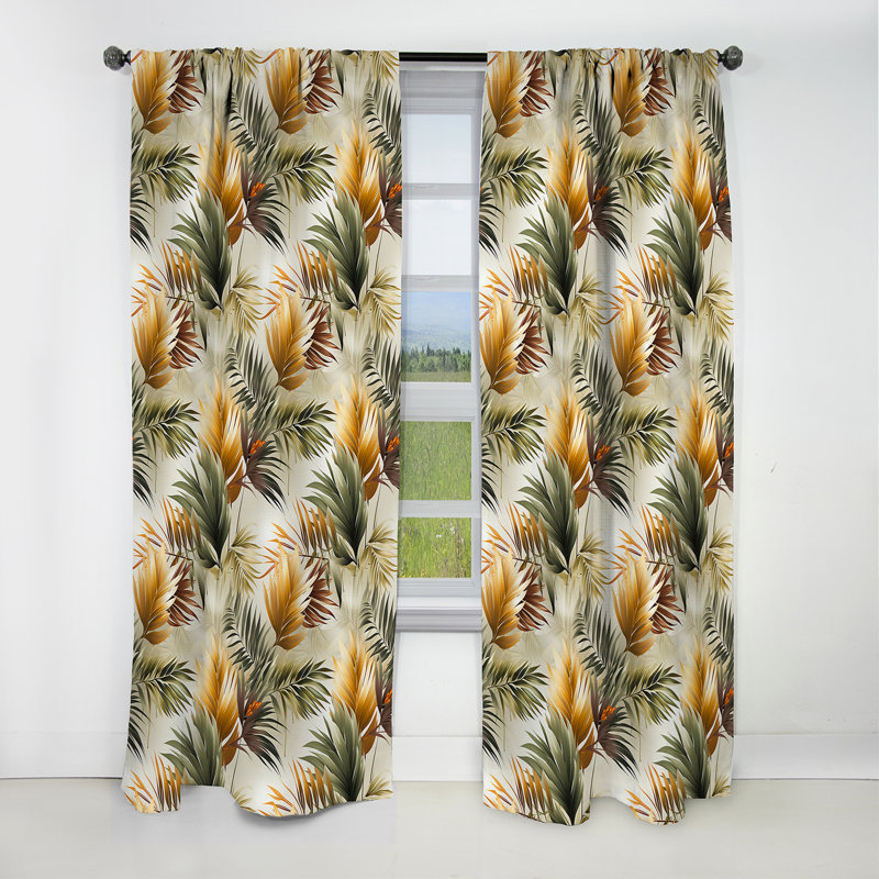 Motif tropical à géométrie tropicale - Rideau floral - Rideau occultant floral - 1 panneau, L 52 po x L 95 po