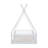 Twin Size Wood House Bed with Fence, White