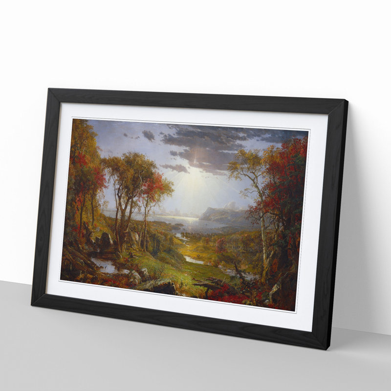 Autumn on the Hudson River by Jasper Francis Cropsey - Picture Frame Graphic Art, Black Framed, 48cm H x 65cm W x 2cm D