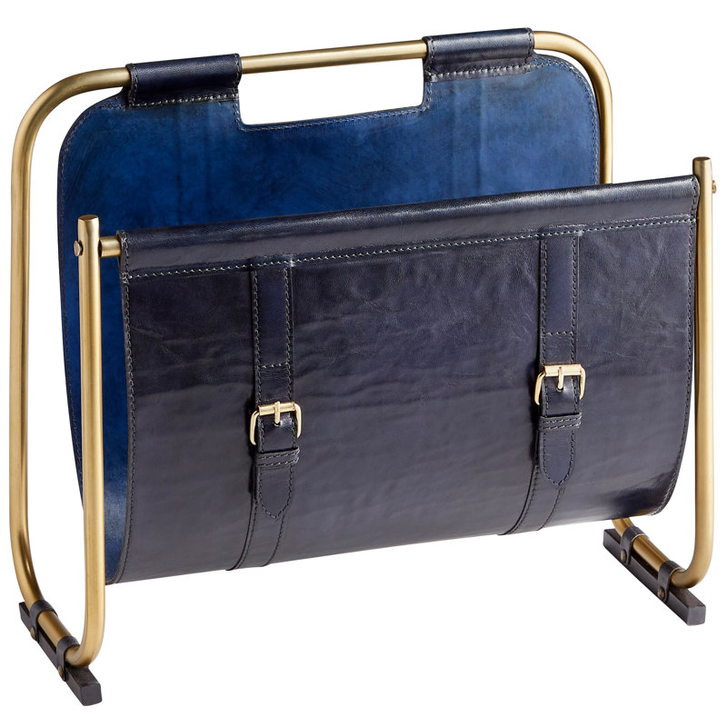 Granville Blue and Gold Metal Magazine Rack