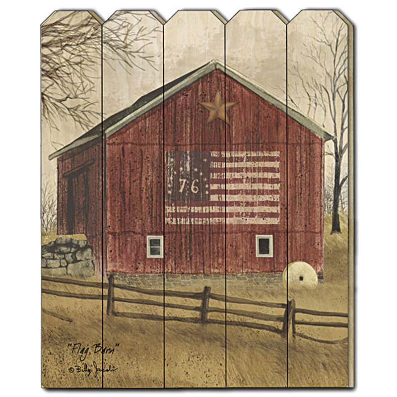 « flag grange », impression sur bois