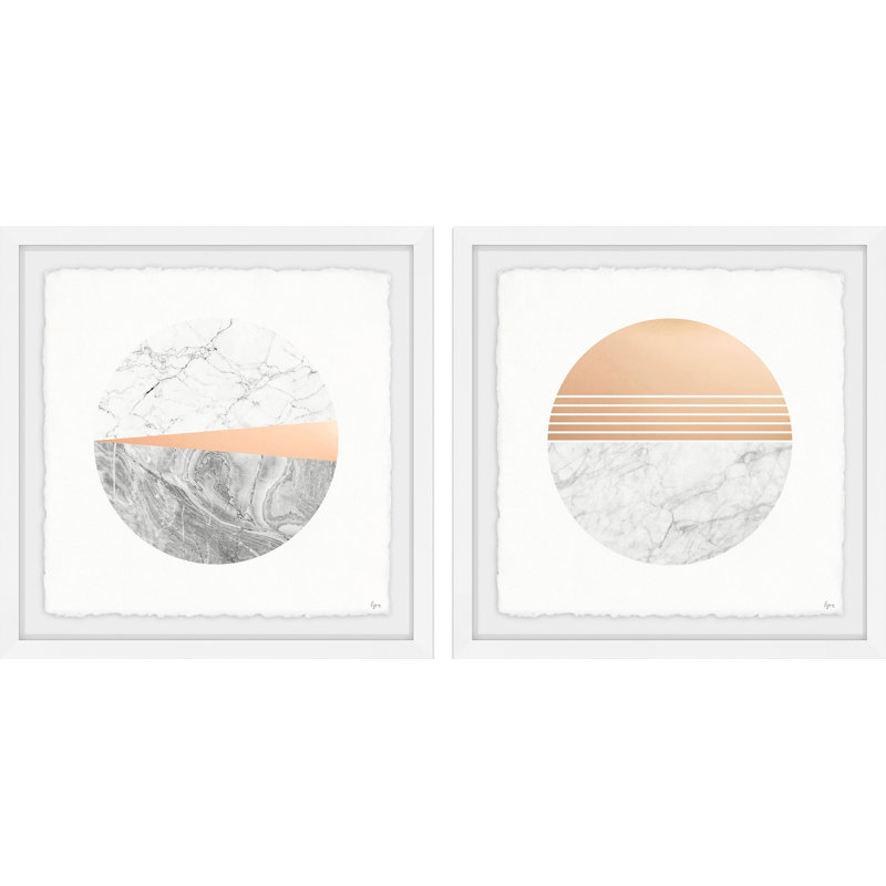«Marble Finish Diptych» par Eyre Tarney - Ensemble de 2 reproductions de cadres photo sur papier, H 32 po x l 32 po