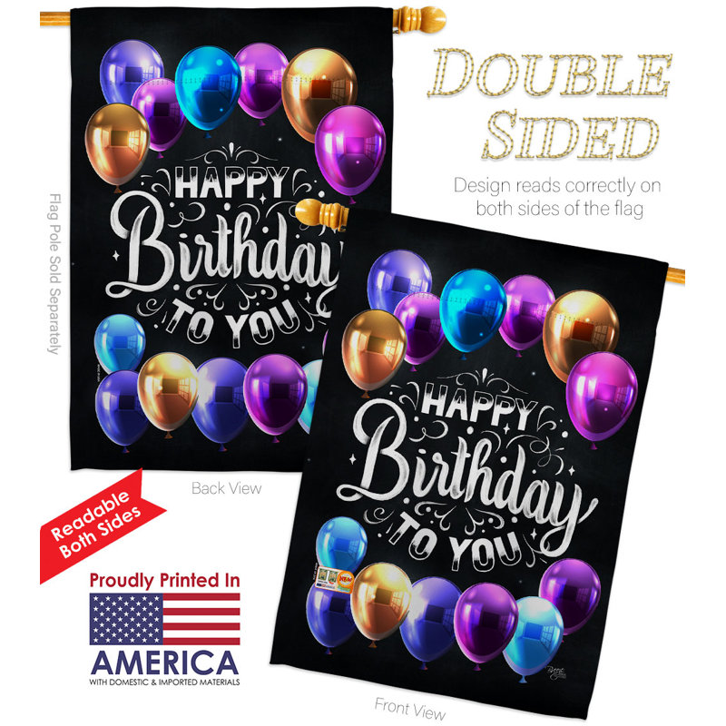 Double Sided Polyester Birthday House Flag, 40" H x 28" W