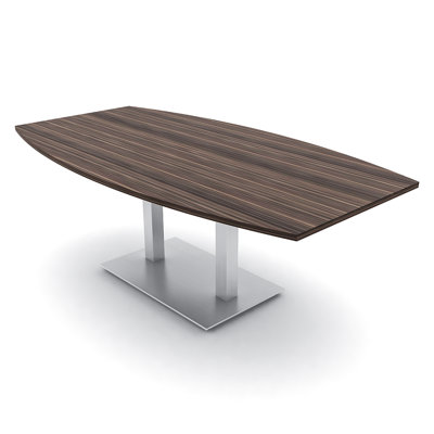 Table de conférence en forme de bateau avec base en métal double