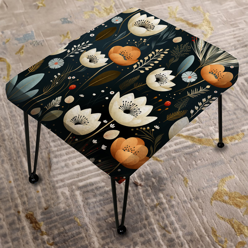 Whimsical Bohemian Bliss Floral Pattern III - Floral Rectangle Ottoman