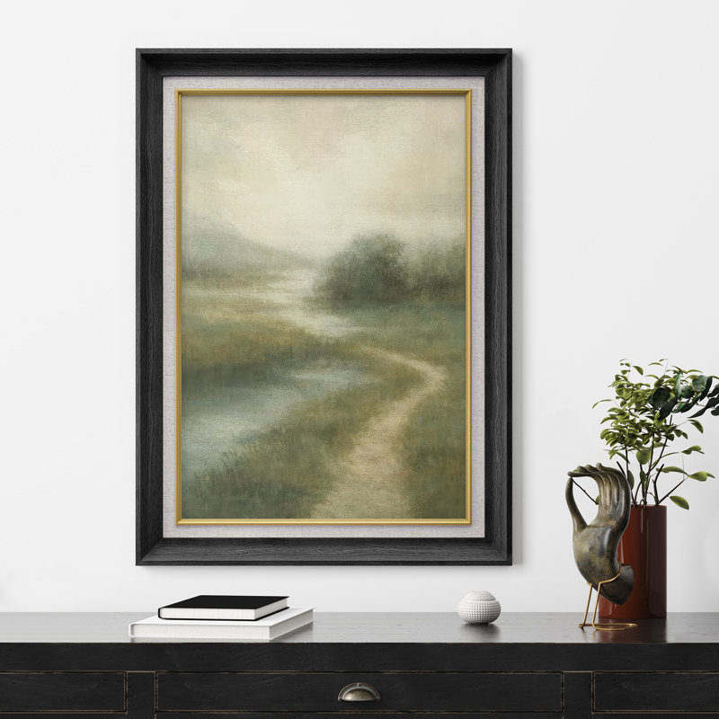 Œuvre encadrée de qualité supérieure - impression de paysage rétro pour décor de salon - 26 po x 36 po, Noir