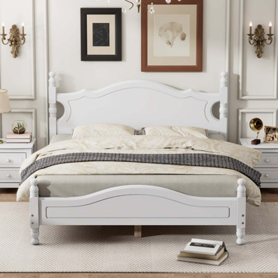 Base de lit plateforme en bois grand format, lit plateforme de style rétro avec support en lattes de bois