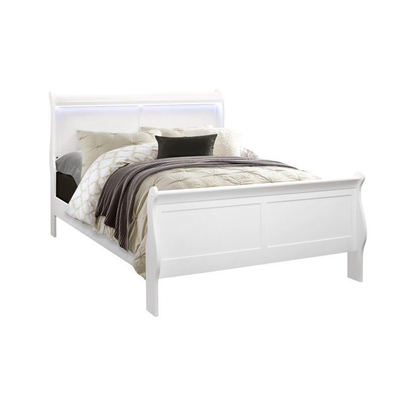 Lit double blanc, conduit, chambre à coucher moderne de style embellissement, bois massif et style, matériau en caoutchouc conçu