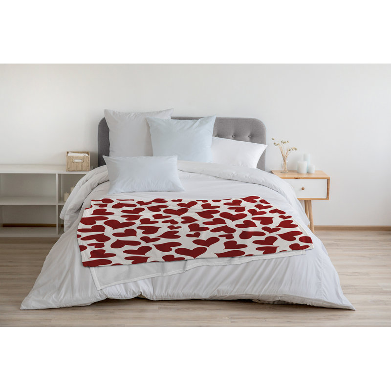Patterned Hearts Valentine's Day Throw Blanket, 50" W x 60" L, Valentines Red