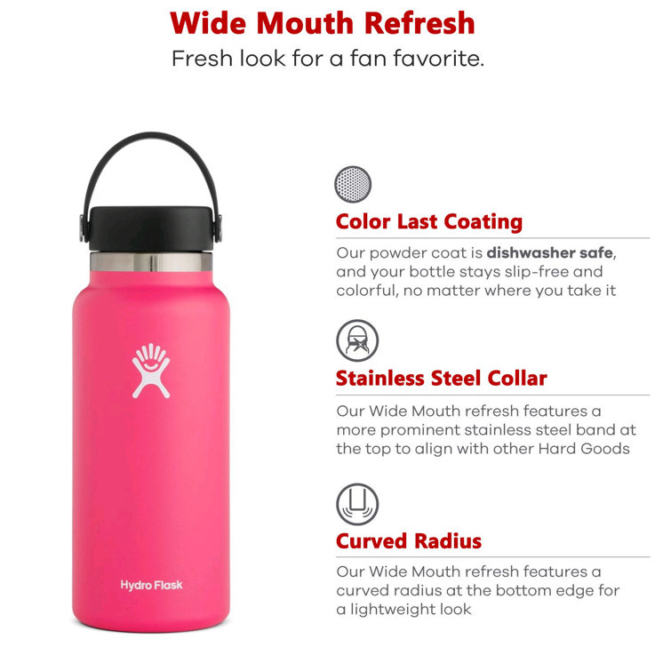 HYDRO FLASK 32 oz. Wide Mouth Water Bottle, Pink - Eastern