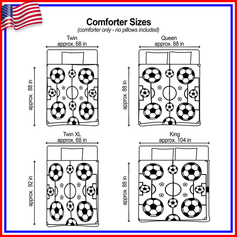 Couette à motif de terrain de football, Twin Extra Long, Black White