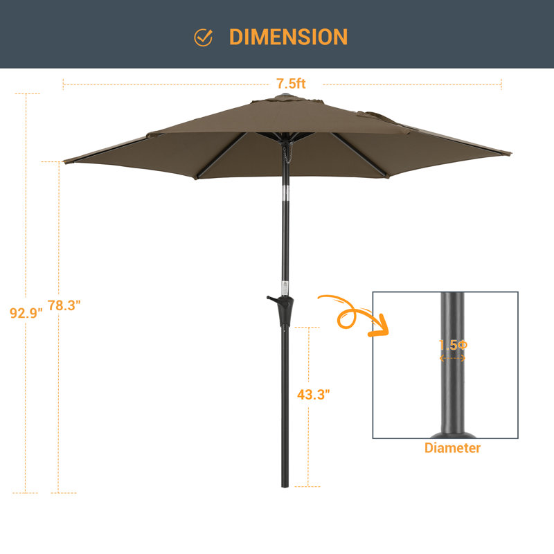 Parasol de marché 90 po Savick, Taupe