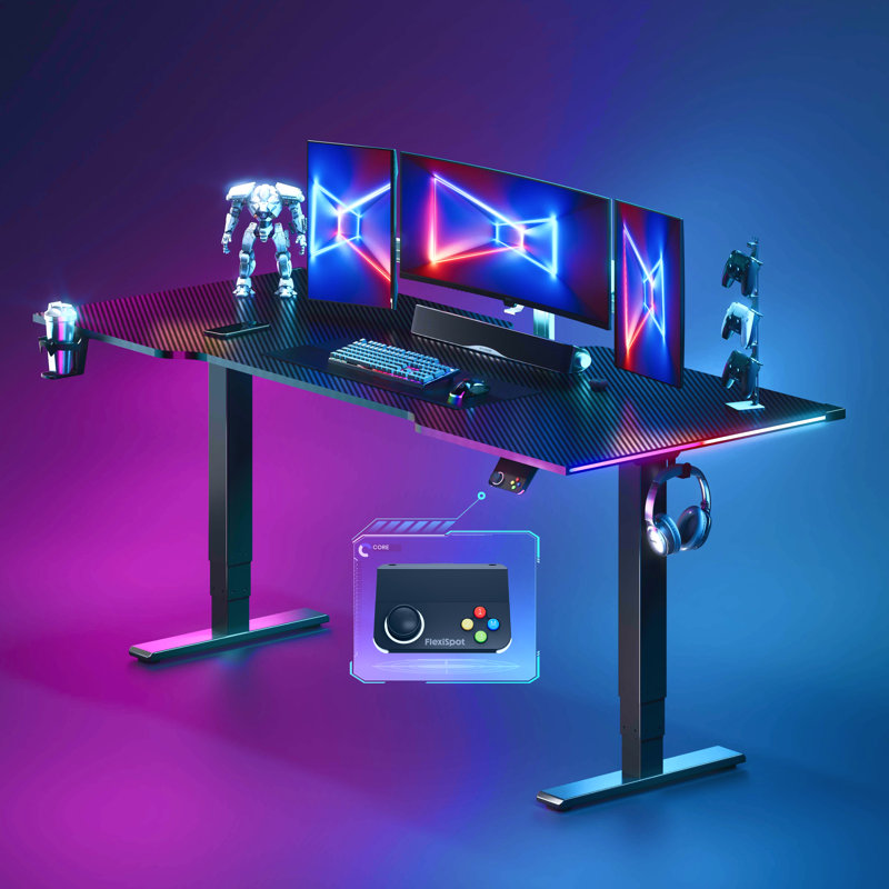 Bureau debout 71 po Cyberx, Noir, 50" H x 71" W x 32" D