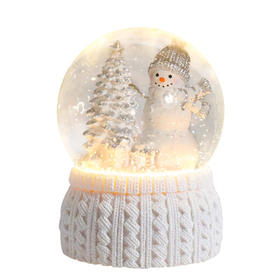 Christmas Musical Snow Globe With Snowman,led Lights & Music – Festive Water Globe With Knitted Base,home Decor & Holiday Gifting,christmas Tabletop Decor