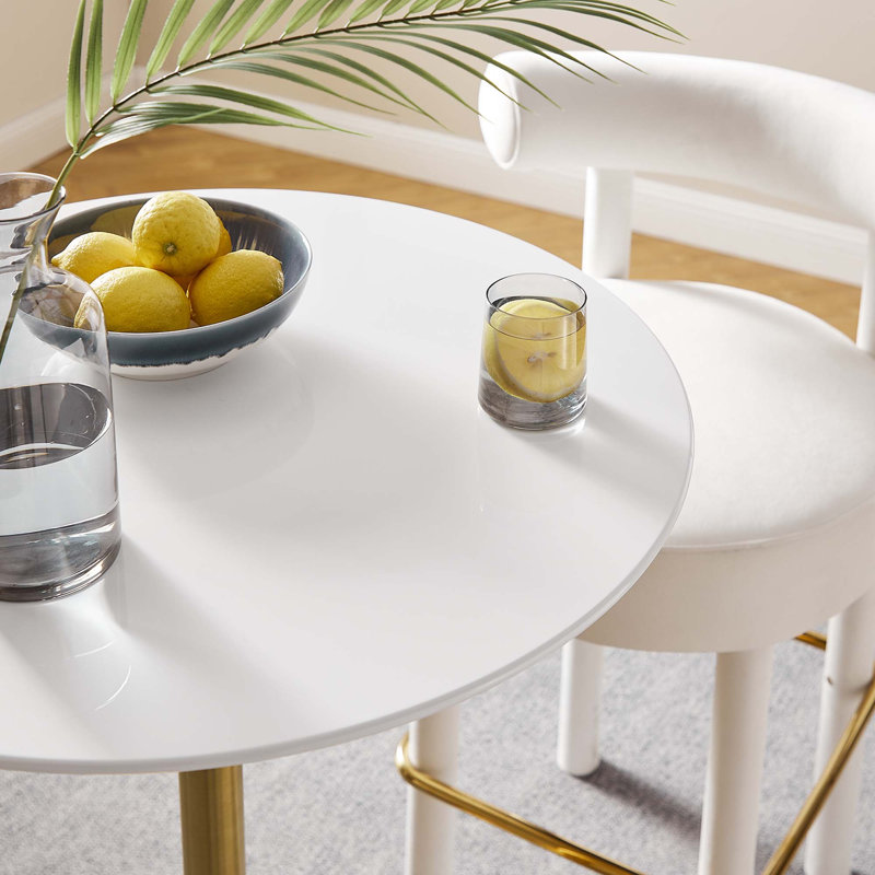 Lippa 28" Round Wood Top Bar Table, Gold