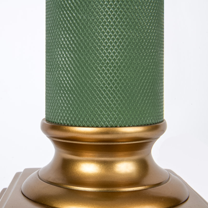 Textured Metal Column Table Lamp, Green/Bronze
