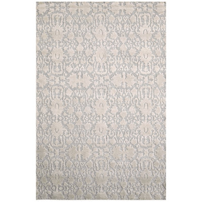 Tapis sable / argent en laine noué à la main