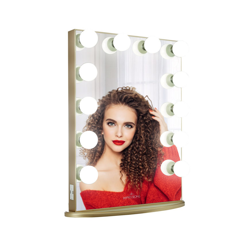 Hollywood Glow Vanity Mirror with 10 Clear LED Bulbs Vanity Dressing Mirror Base and Power Outlet, 26.5 H x 19.5 W