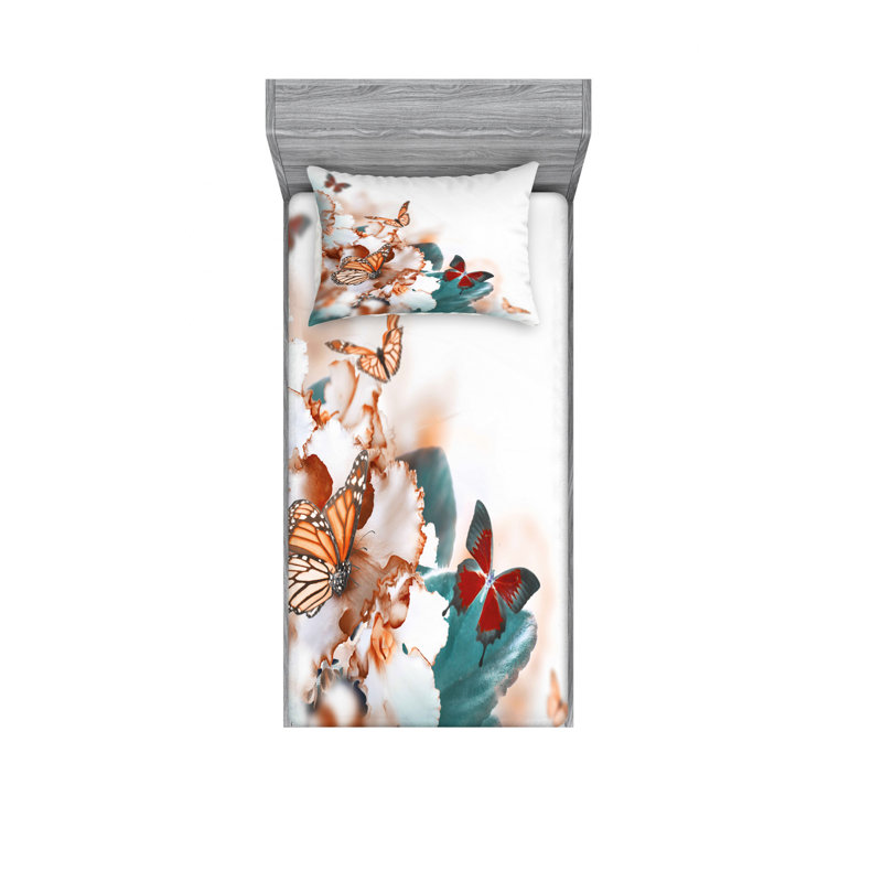 Ensemble de draps à papillons, Ensemble de draps pour lit simple TG avec drap-hou