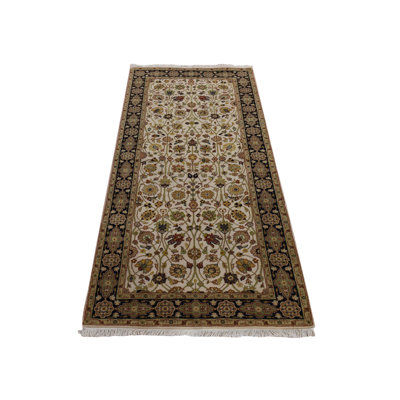 2'8" x 6'1" New Hand Knotted Ivory Wool Runner Oriental Rug - MOA10278363