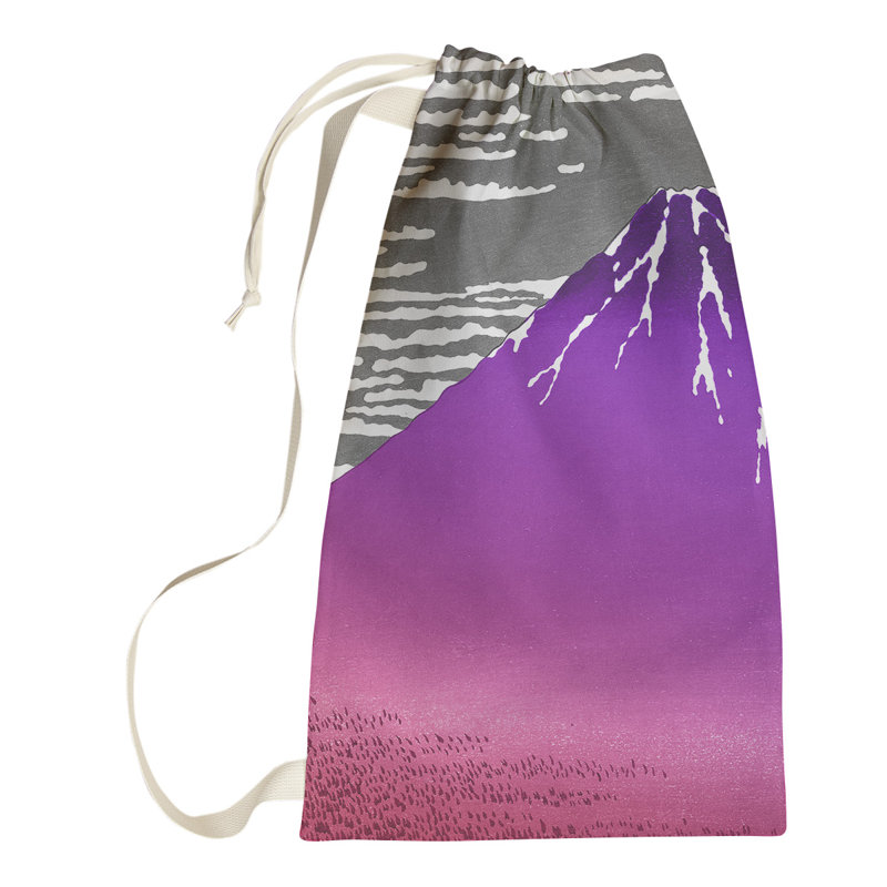 Katsushika Hokusai Fabric Laundry Bag with Handles, Large (76.5" H x 29.5" W x 1.5" D), Pink/Purple