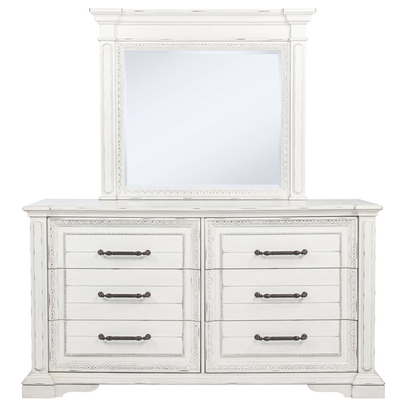 Commode 6 tiroirs avec miroir Rhonda