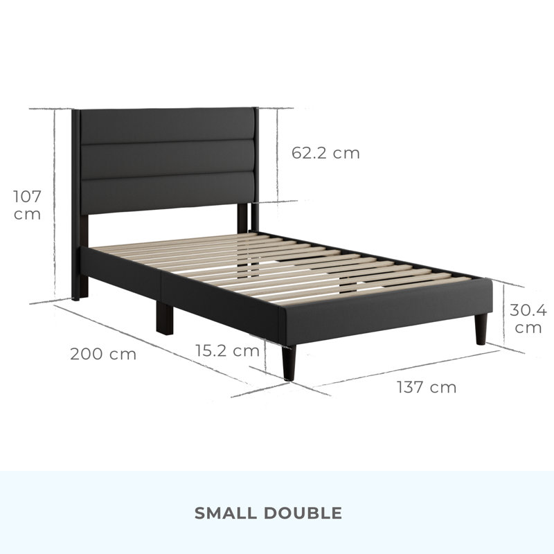 Upholstered Bed, Single (3'), Charcoal 