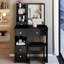 Table de coiffeuse de 29,2 po de profondeur avec tabouret rembourré, grand miroir coulissant, rangement multicouche, design noir américain pour les petites chambres