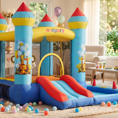 Jeu gonflable gonflable avec piscine à balles, château sauteur avec ventilateur pour enfants
