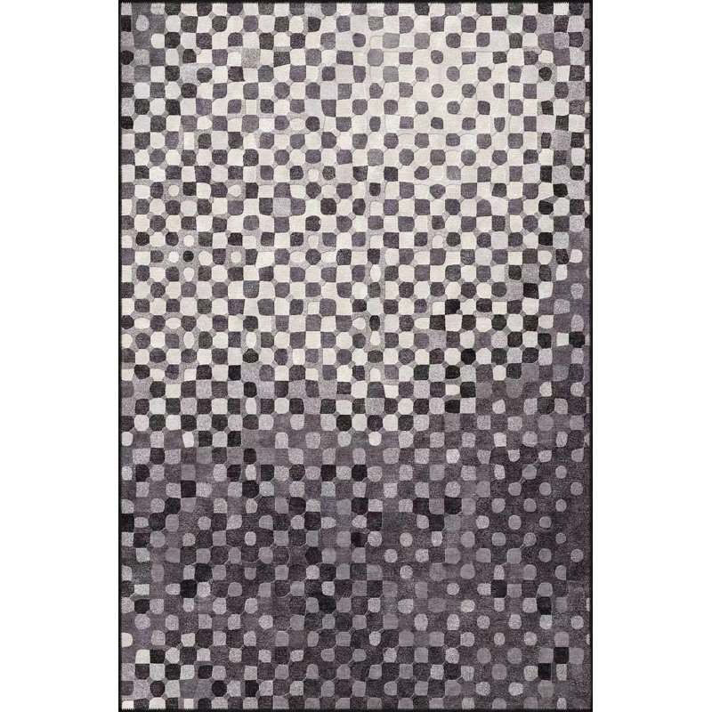 Tapis décoratif moderne à motif abstrait noir, Sous-tapis carré 3 pi 3 po inclus