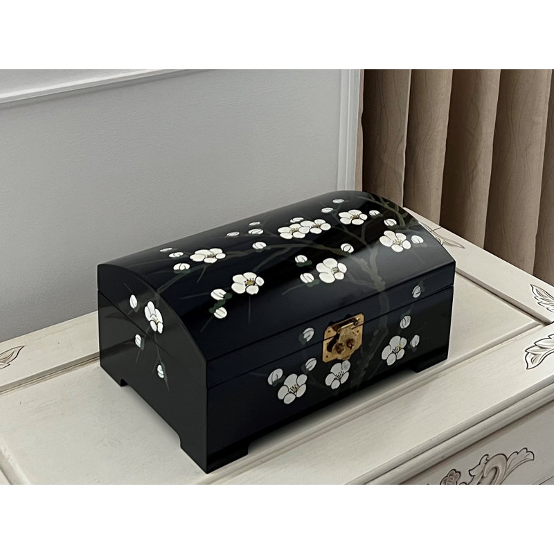 Cherry Blossom Wood Jewellery Box + Locking